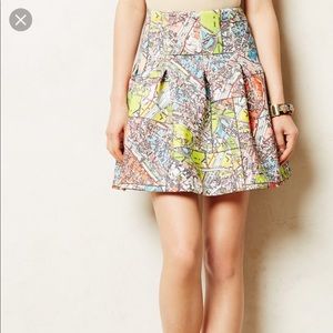 Anthropologie Map of Paris Maeve Carte swing skirt